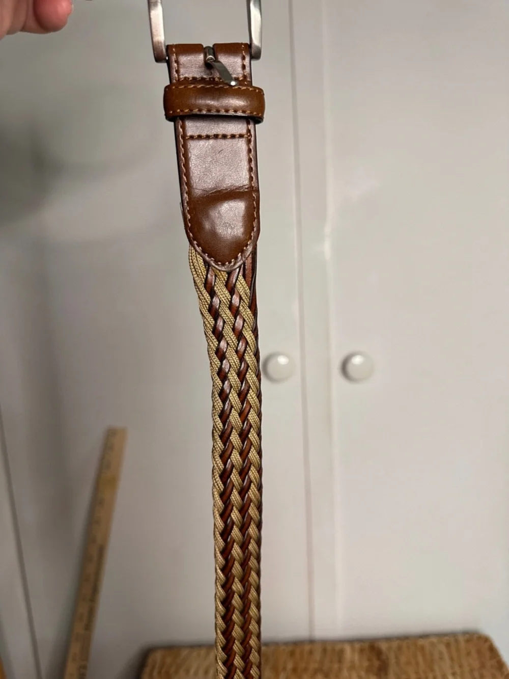 Men's Brown Braided Leather Belt -‎ Classic Casual Style